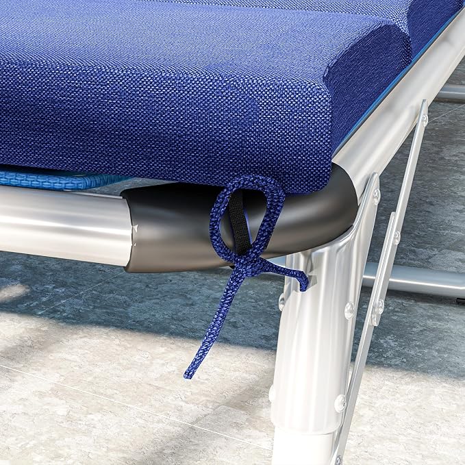 Outsunny Outdoor Lounge Chair Cushion Set of 2, 80" x 26" UPF50+ 230gsm Olefin and 25D High-Density Foam, Foldable Patio Chaise Lounge Cushion Set, Fade Resistant for Lawn Pool, Dark Blue