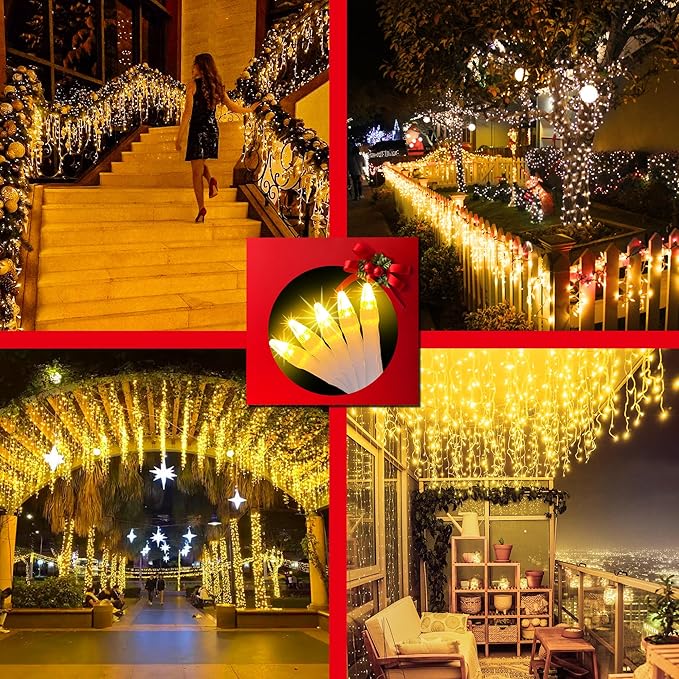 670 LED 66FT Christmas Lights with 148 Drops, 12 Modes Dimmable Warm white Outdoor Hanging Lights with Timer Memory, Waterproof Curtain Lights for Home Bedroom Indoor Tree Window Roof Fence Wedding