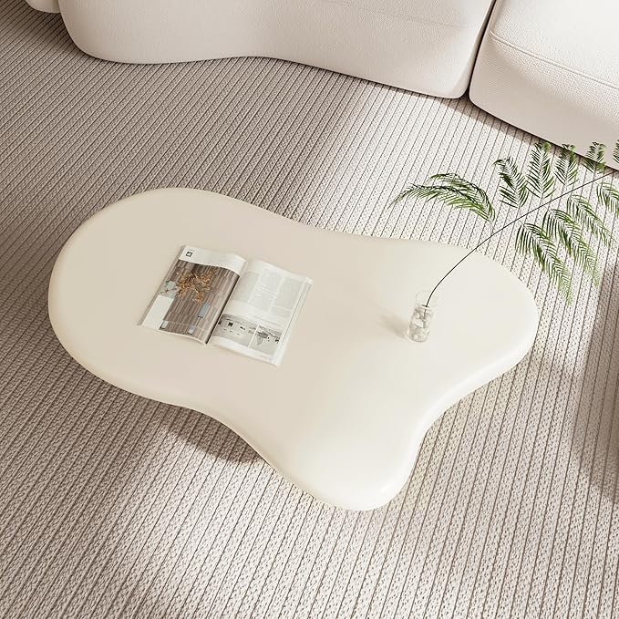 40 Inch Cloud Shaped Coffee Table for Living Room Beige