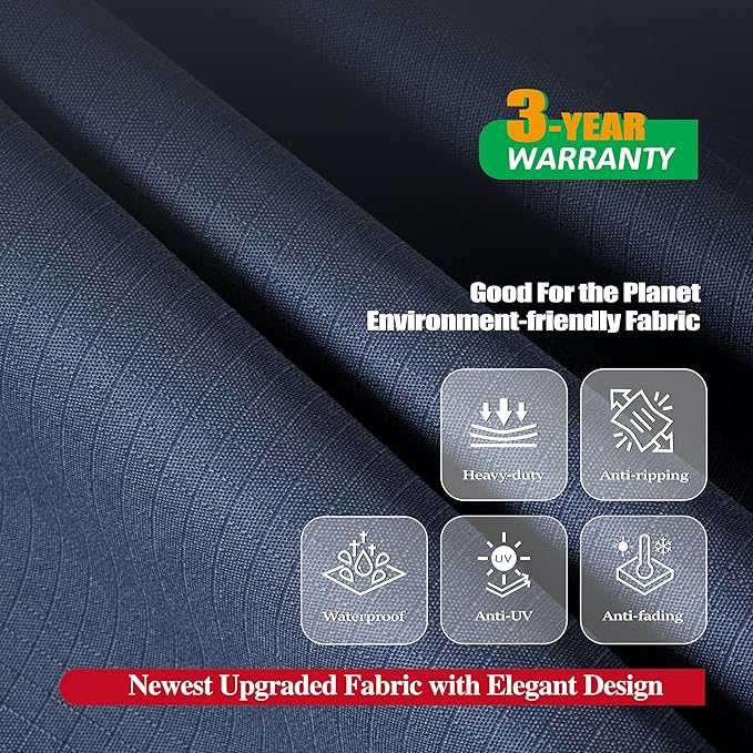 F&J Outdoors Heavy Duty Waterproof Anti-UV Rip-stop Fabric Large Patio Furniture Covers, Grey, 126"x83"x27.5"