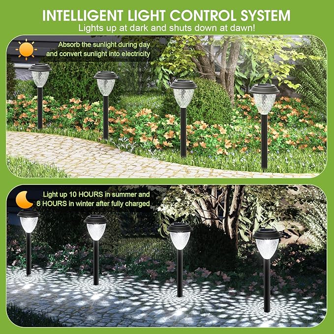 GOODFOEVER Solar Pathway Lights Outdoor, 16 Pack Solar Lights Outdoor Waterproof for Outside, Garden Decor for Yard, Patio, Landscape, Planter, Walkway, Driveway