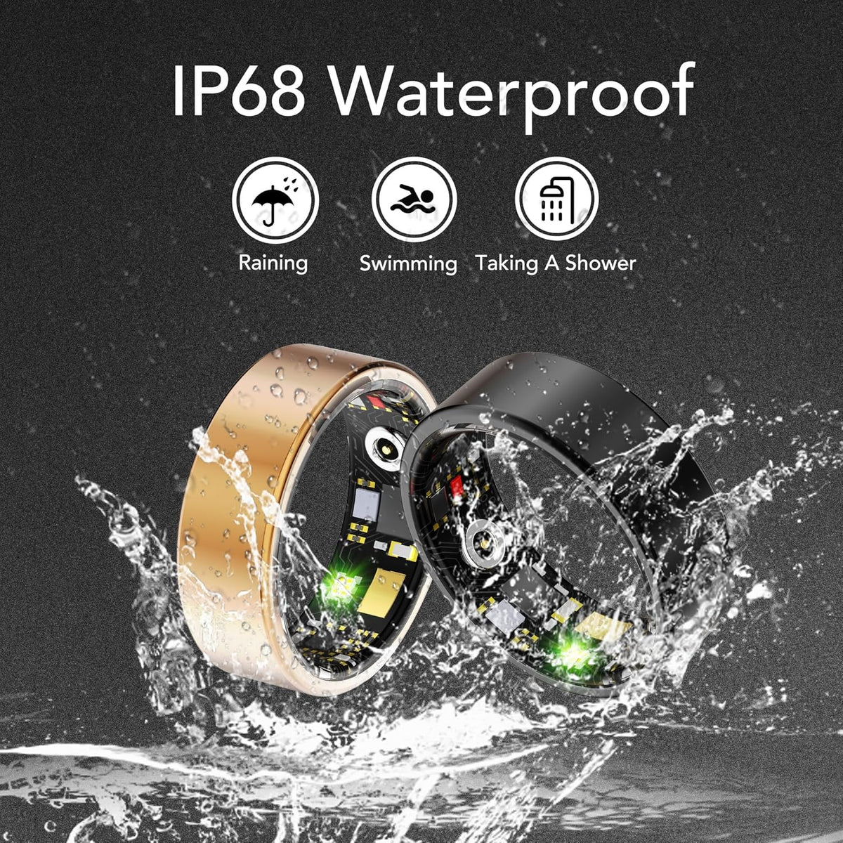 Smart Health Ring | Fitness Tracker for Men & Women - Heart Rate, Blood Oxygen, Sleep Monitoring, IP68 Waterproof, Silver 13