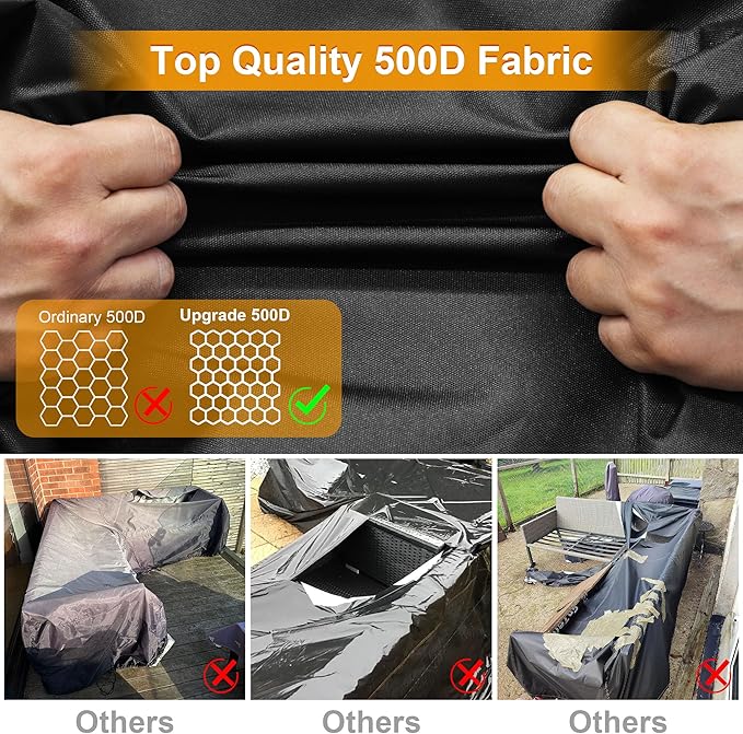 Kipiea L-Shape Patio Furniture Covers Waterproof, 500D Heavy Duty Outdoor Sectional Cover Windproof, Outdoor Couch Cover Anti-UV, No Tears & No Fading (Left Facing, 78" x 58" L x 33.5" D x 31" H)