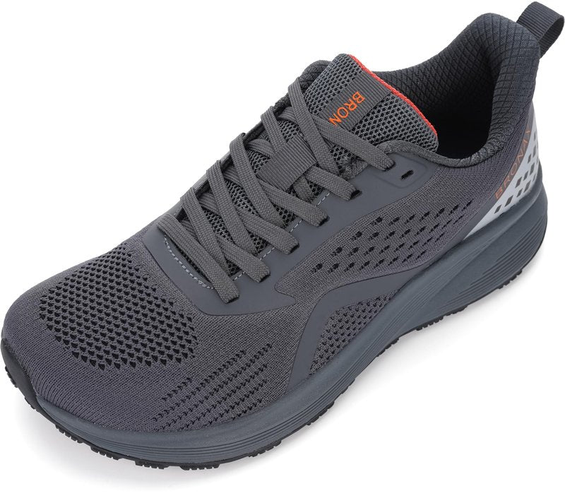 BRONAX Mens Wide Toe Box Running Tennis Shoes Gym Tennis Athletics Size 11 Sports Mesh Walking Rubber Outsole Sneakers for Male Grey 45