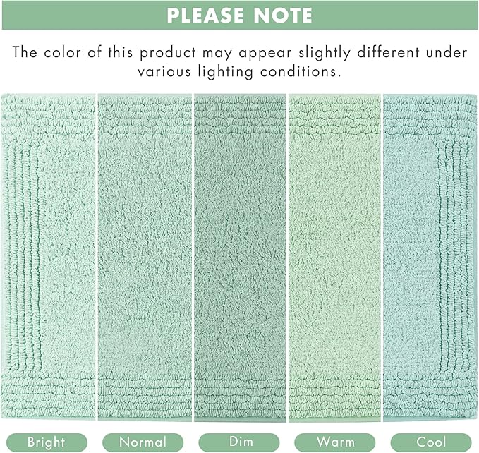 Madison Park Splendor Reversible 100% Cotton Tufted Bathroom Rug-3000 GSM Hotel Quality Luxurious Plush Medium Pile Bath Mat Absorbent, Quick Dry, Shower Room Décor, 24x60 Green