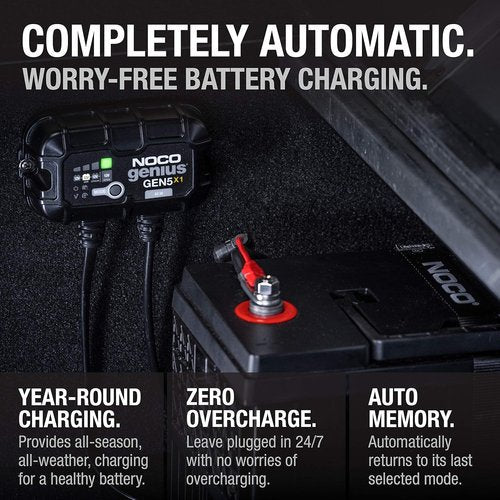 NOCO Genius GEN5X1 Battery Charger - 5A Onboard, Waterproof 12V Marine Charger with Overcharge Protection & Temperature Compensation