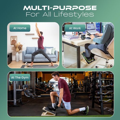 Calf Stretcher – Wooden Portable Slant Board for Calf Stretching – Adjustable Incline Board Physical Therapy Equipment with Reducing Injury Risk and Improving Foot, Leg & Ankle Mobility