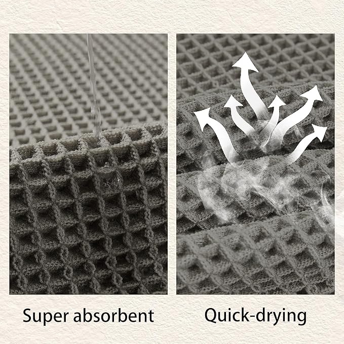 Waffle Bath Mat Non Slip, Boho Bathroom Rug, Super Absorbent Quick Dry Bathroom Mat, Soft Farmhouse Bath Rug with Tassels, Small Washable Shower Mats for Floor 20"x32", Dark Grey