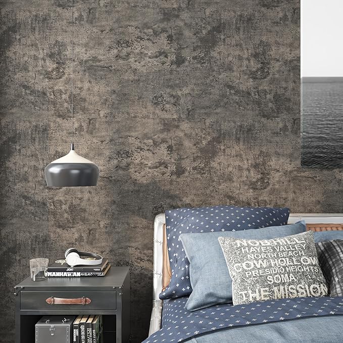 Livelynine 15.8x197 Concrete Limewash Peel and Stick Dorm Wallpaper Removable