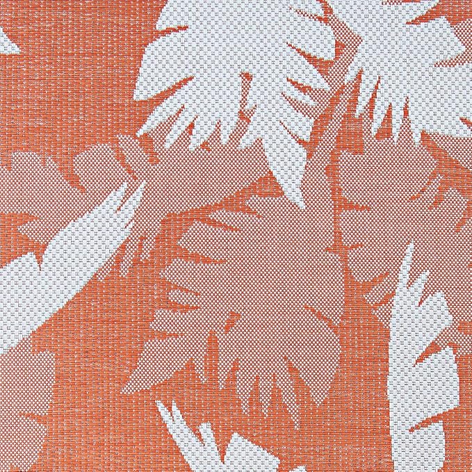 Couristan Monaco Indoor Outdoor Area Rug – Coastal Flora 2'3" x 11'9" Runner in Ivory Orange – Flatwoven, Hose Washable, Pet Friendly Rug for Patio, Porch and Home Decor