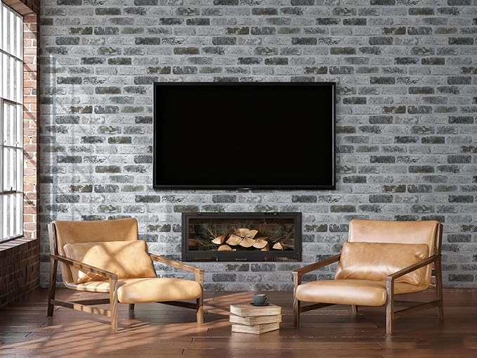 Guvana 17.3"×394" Brick Wallpaper Grey Self Adhesive Wallpaper 3D Brick Peel