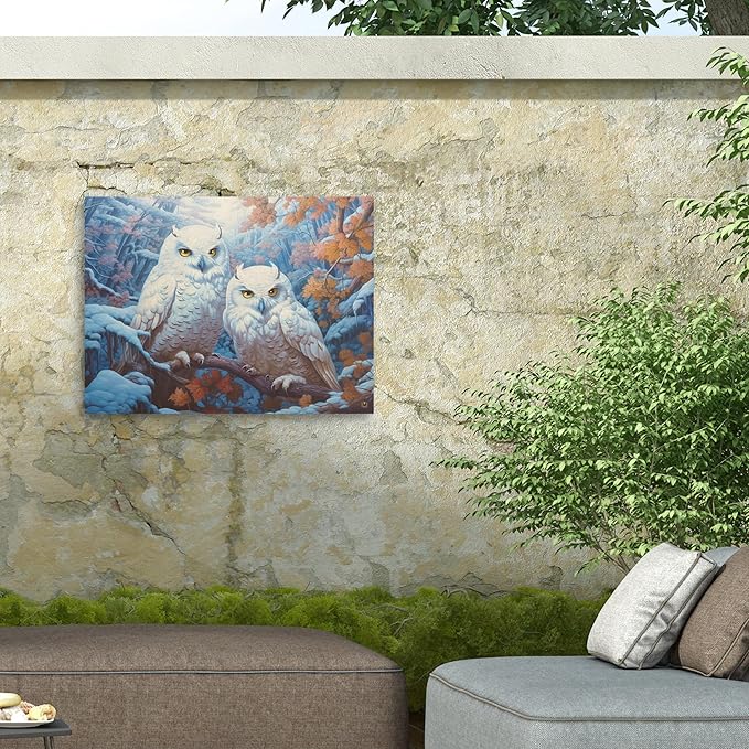 Outdoor Canvas Art - Michael David Ward 'Snowy Owl Winter' Wall Art for Outdoor Spaces, Patios, or Gardens by Trademark Fine Art
