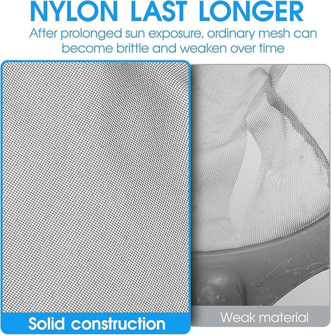 20'' Self-Repair Pool Skimmer Net Pool Cleaning Net with Heavy Duty Nylon Mesh, Aluminum Frame, Deep Debris Bag, for Above Ground Pool In-ground Pool Leaf Rake Net (Without Pole)
