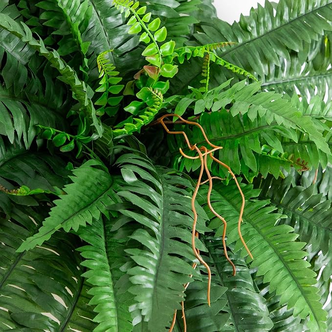 Nearly Natural 40-in Artificial Boston Fern, Large Hanging Fake Plant Wall Decor