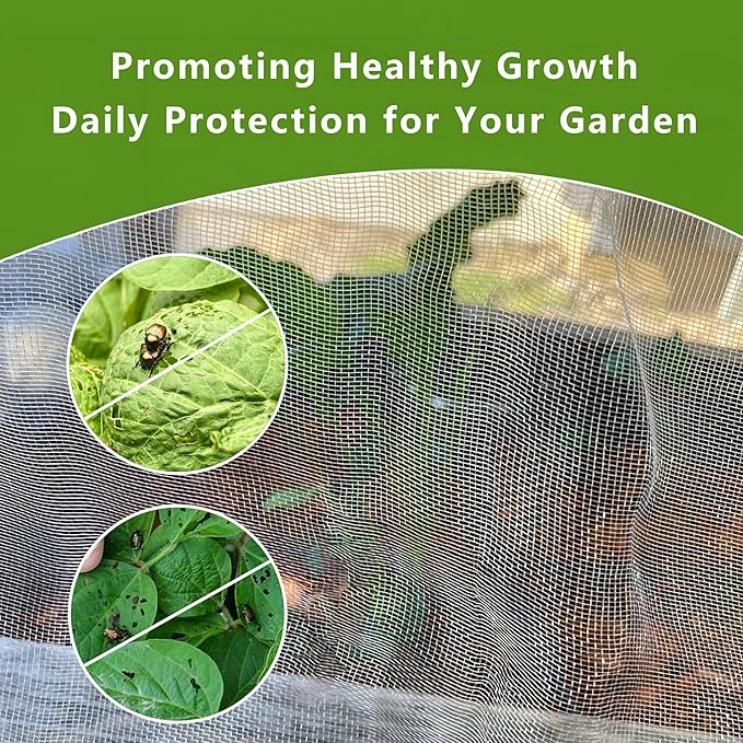 Ultra Fine Mesh Garden Netting, Durable Insect Netting for Plant Protection, 6.5 x 20FT Raised Bed Cover, Row Cover Pest Barrier for Vegetables, Fruit Trees, Flowers