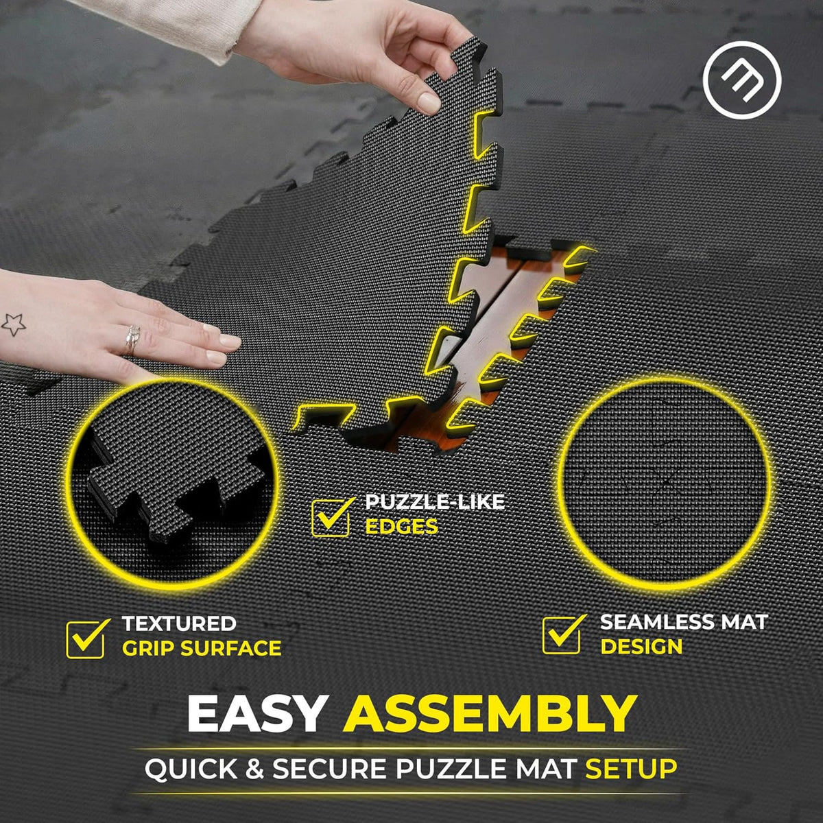 Bemaxx Gym Mats Set - 18 Pcs EVA Interlocking Foam Floor Tiles | 18 Sq Ft Protective Flooring for Home Workouts