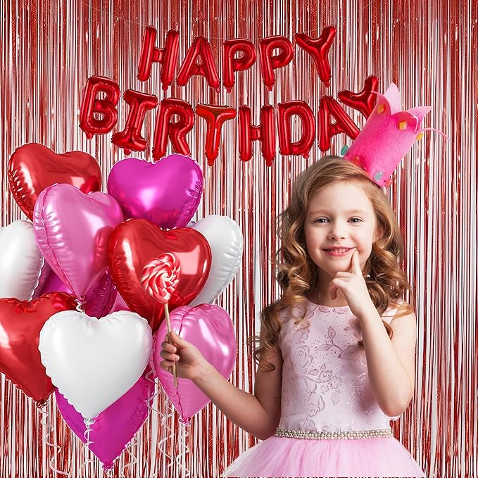 Foil Fringe Curtains Thanksgiving Decorations Red Streamers Party Decorations - Melsan 3 Pack 3.2 x 8.2 ft red Fringe Backdrop Party Photo Backdrop for Back to School Birthday Party Baby Shower