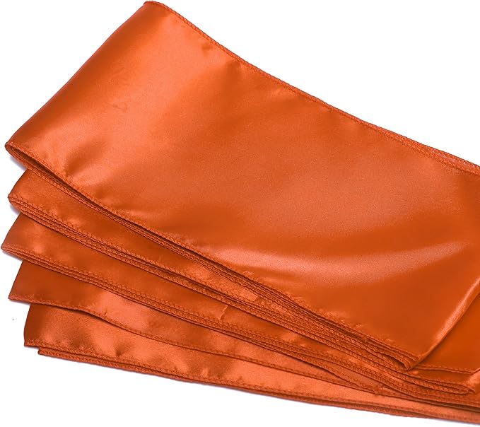 VDS Satin Chair Sashes Chair Cover Back Tie Sateen Bows Ribbon for Wedding Birthday Graduation Engagement Ceremony Event Party Banquet Venue Hotel All Dining Chair Decoration (10PC) (Brunt Orange)