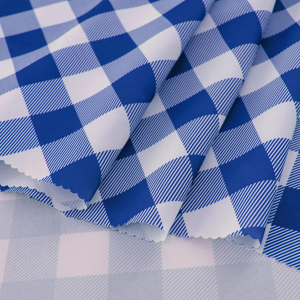Waterproof Plaid Tablecloth Fabric - Round 70 Inch Classic Gingham Checker Table Cloth for Indoor/Outdoor Use - Buffalo Table Cover for Picnics, BBQs, and Parties