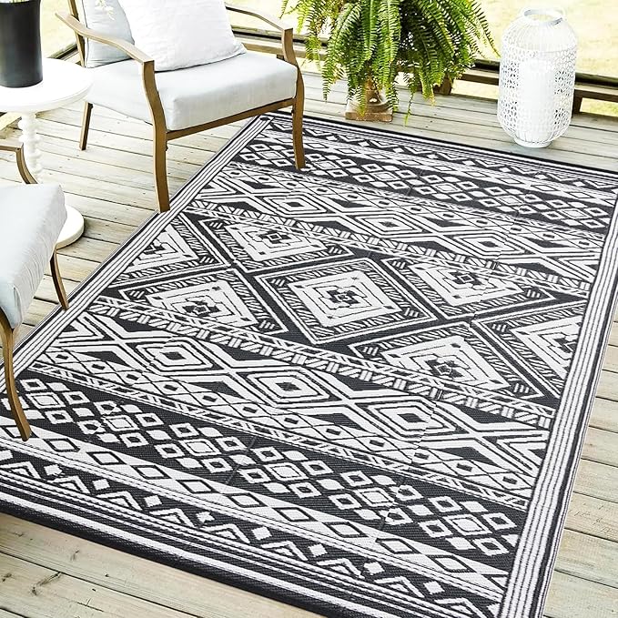 Outdoor Rug 5x8 ft Waterproof, Reversible Outdoor Plastic Straw Rug for Patios Clearance, Outdoor Area Rug Carpet RV Mat for Camping Backyard Deck Porch