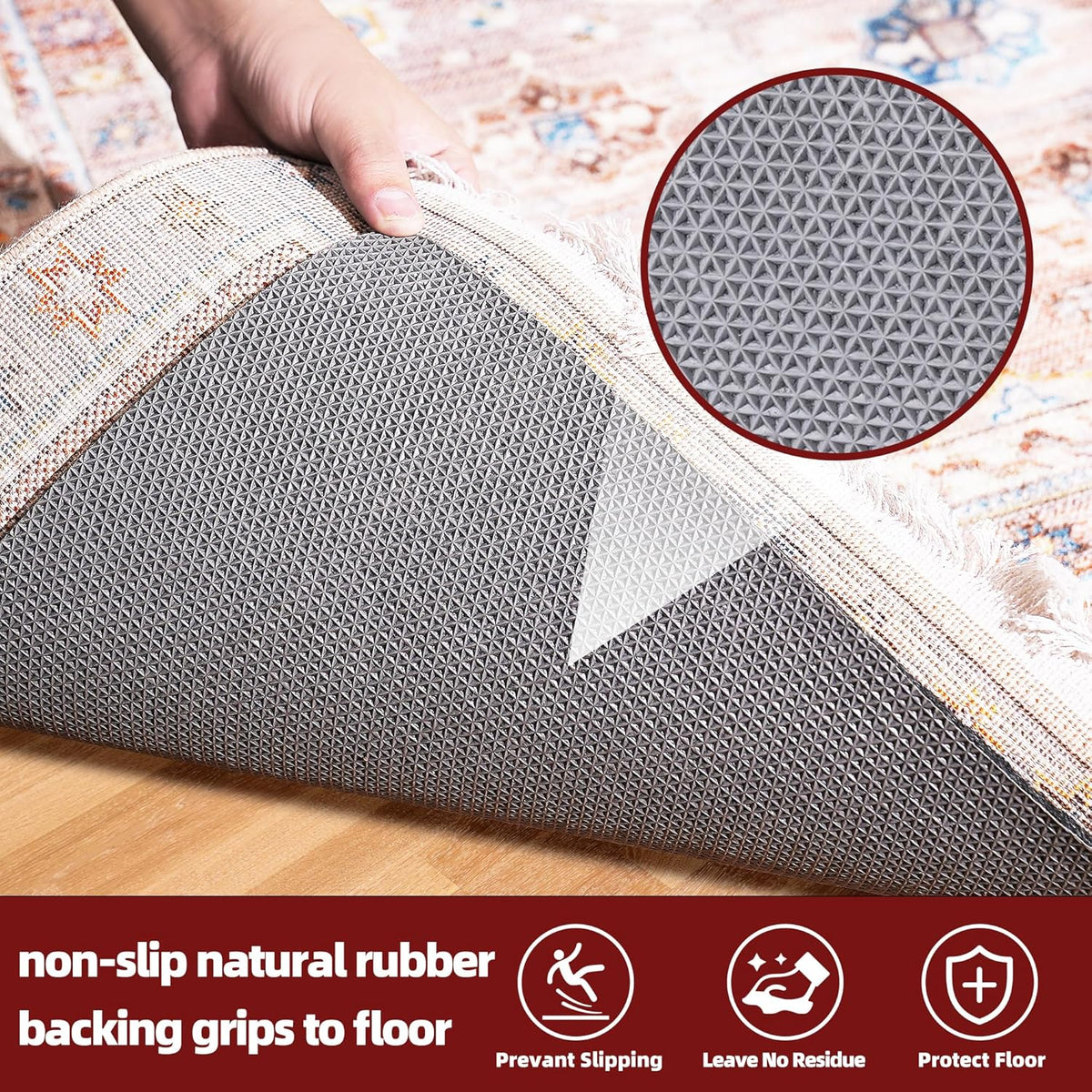 BAGAIL Felt and Natural Rubber Backing Rug Pads 1/4” Thick, 2 x 10 Ft Non Slip Carpet Gripper Keep Rugs in Place, Under Area Rug Protective Cushioned Pads, Carpet Runners, Hardwood Floors Protection