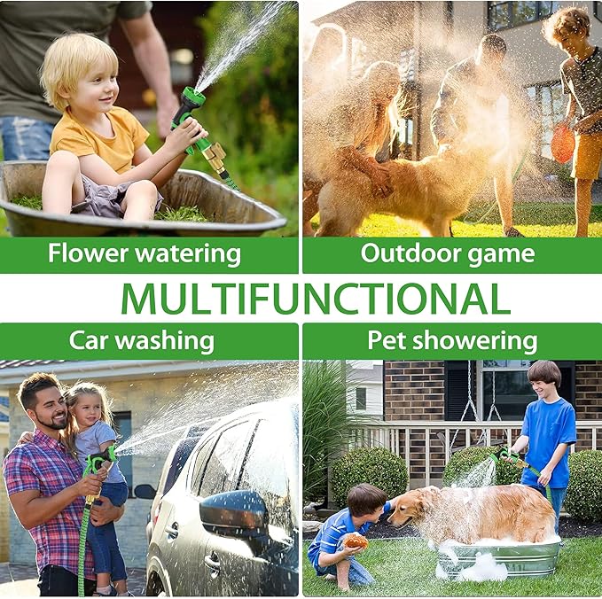100 ft Expandable Garden Hose-2026 Newly Upgraded Expanding Garden Hoses with 10 Function Spray Nozzle, Extra Strength Fabric, Leak-Proof, Lightweight, Kink-Free Flexible Retractable Hose (GreenBlack)