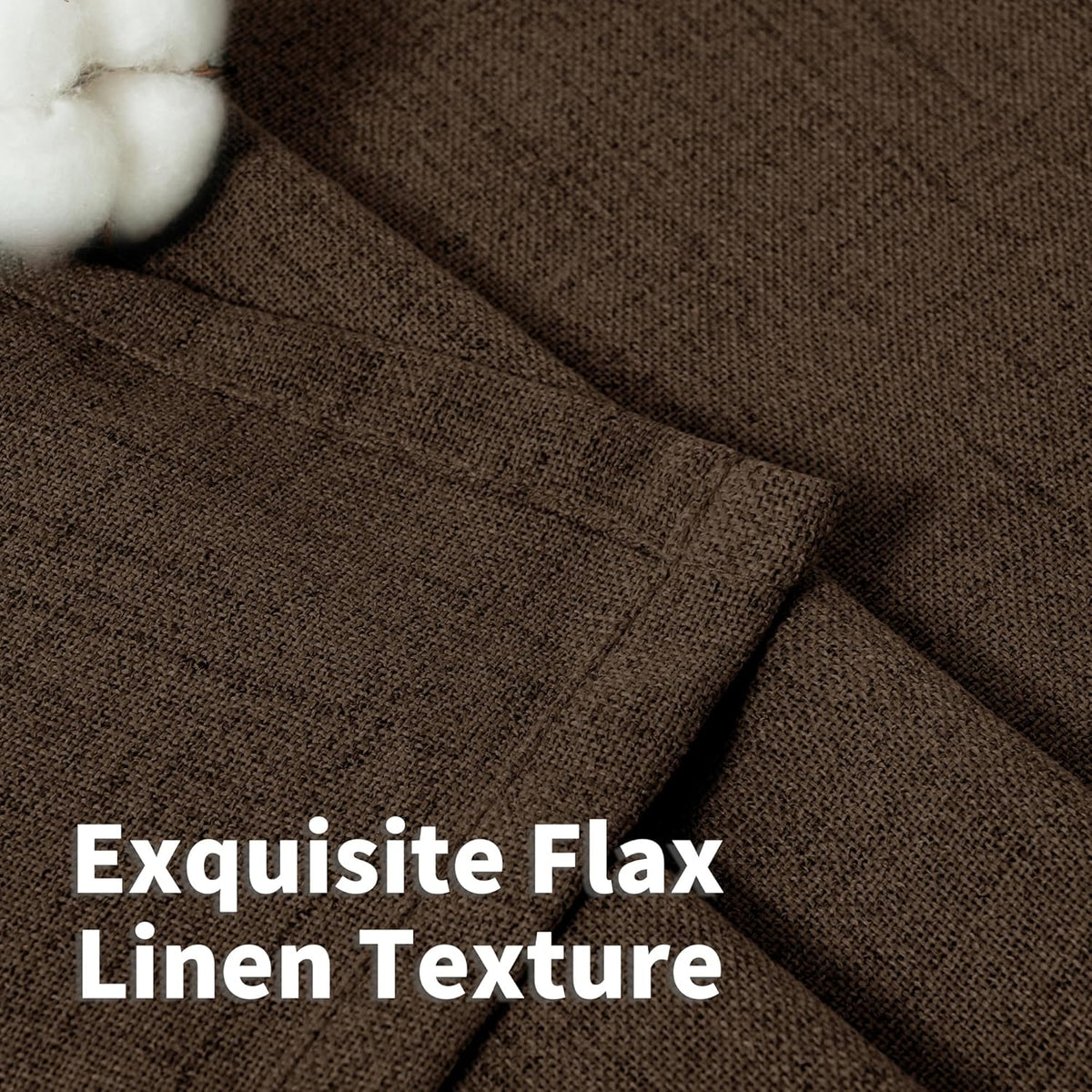YoungsTex Brown Linen Curtains 80 Inch Length for Living Room, Semi Sheer Window Drapes with Rod Pocket Back Tab Light Filtering for Farmhouse Dining Room Bedroom, 2 Panels, 52 X 80 Inch