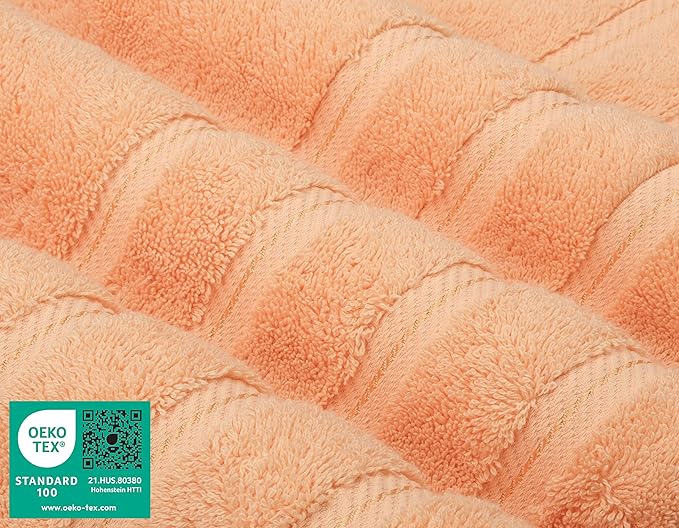 American Soft Linen Premium 3 Piece Towel Set, 1 Bath Towel 1 Hand Towel 1 Washcloth, 600 GSM 100% Cotton Turkish Towels for Bathroom, Peach Towel Set
