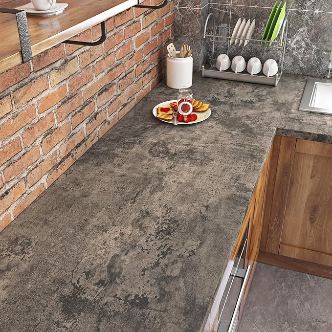 Livelynine 15.8x197 Concrete Limewash Peel and Stick Dorm Wallpaper Removable