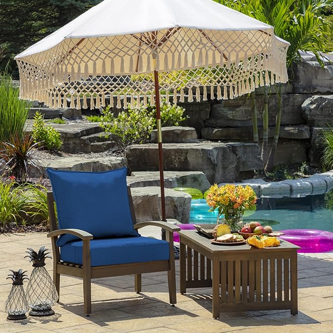 Arden Outdoor Foam Deep Seat Cushion Set, 24 in x 24 in, Weather-Proof, Rain-Proof, Fade Resistant Patio Cushion, Bottom and Back Cushion for Chair, Sofa, and Couch Cobalt Blue Texture