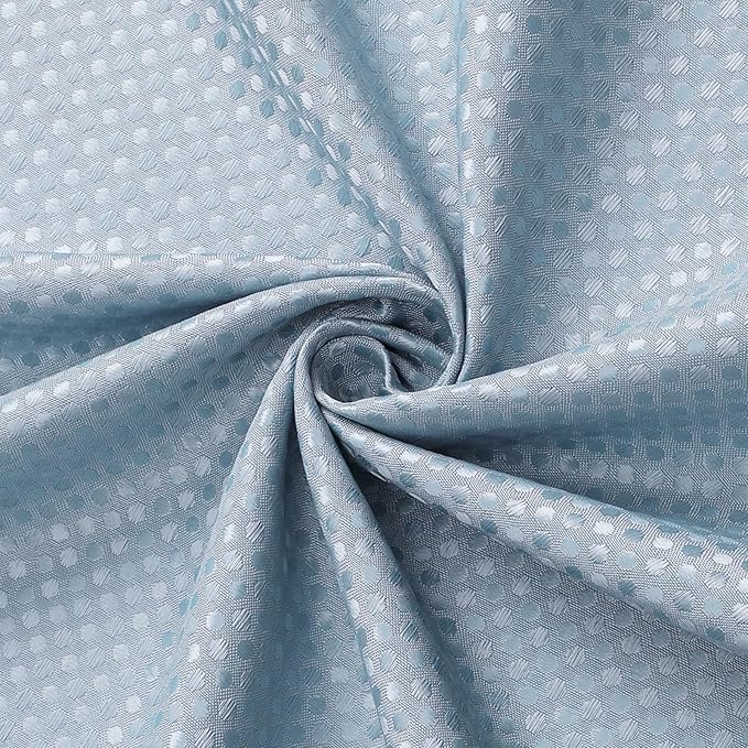 3 in 1 Long Blue Shower Curtain Set-72 W x 78 H, Fog Blue Waffle and PEVA Liner Set with 12 Stainless Steel Hooks, Waterproof Fabric for Bathroom