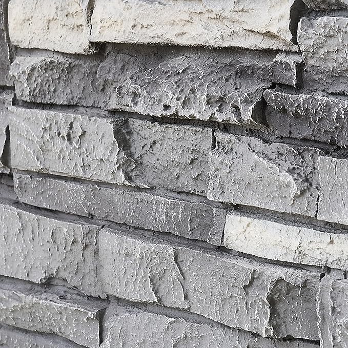 Faux Stone Wall Panels 2-Pack PU Stone Veneer Siding, Mortarless Faux Rock