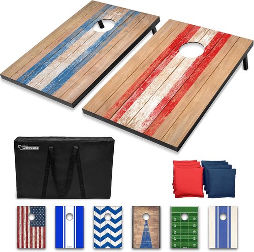GoSports Portable Cornhole Set - 4 x 2 Ft or 3 x 2 Ft Options | Includes 8 Bean Bags & Travel Case