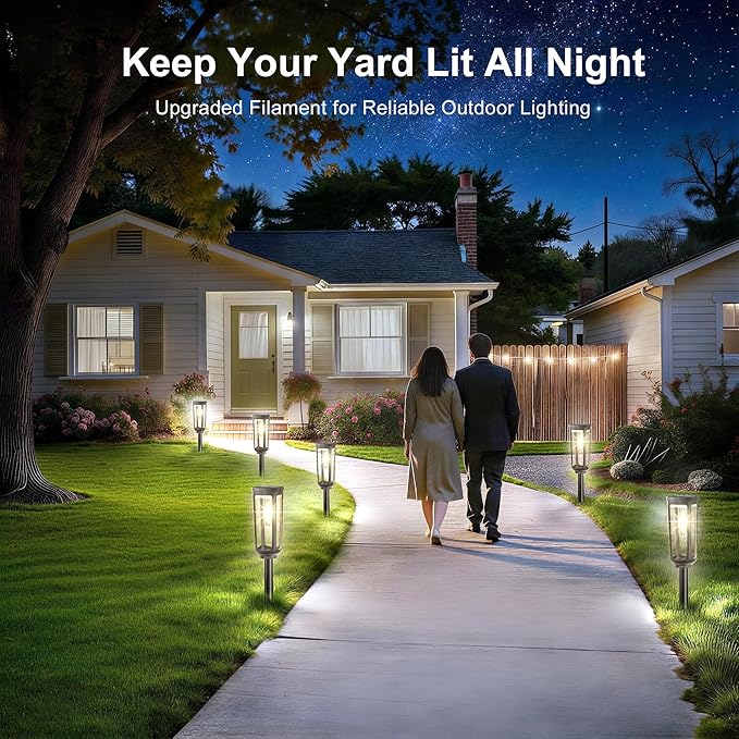 Solar Pathway Lights Outdoor Waterproof IP65, 8 Pack Cool White Solar Walkway Lights, Auto On/Off Outdoor Light for Lawn Garden Patio Driveway Decor Landscape Lighting