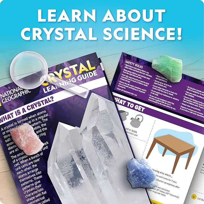 NATIONAL GEOGRAPHIC Mega Crystal Growing Kit for Kids- Grow 8 Crystals with Light-Up Stand, Science Gifts for Kids 8-12, Crystal Making Experiment, Science Kit for Girls and Boys