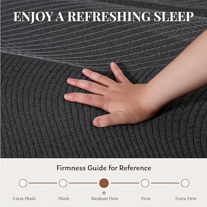CH CHARME HOUSE 14 Inch Cal King Mattress, Bamboo-Charcoal Memory Foam Mattress, Cooling & Pressure Relief, Bed in a Box, Foam Made in USA & CertiPUR-US Certified, 72"x84"x14", Black