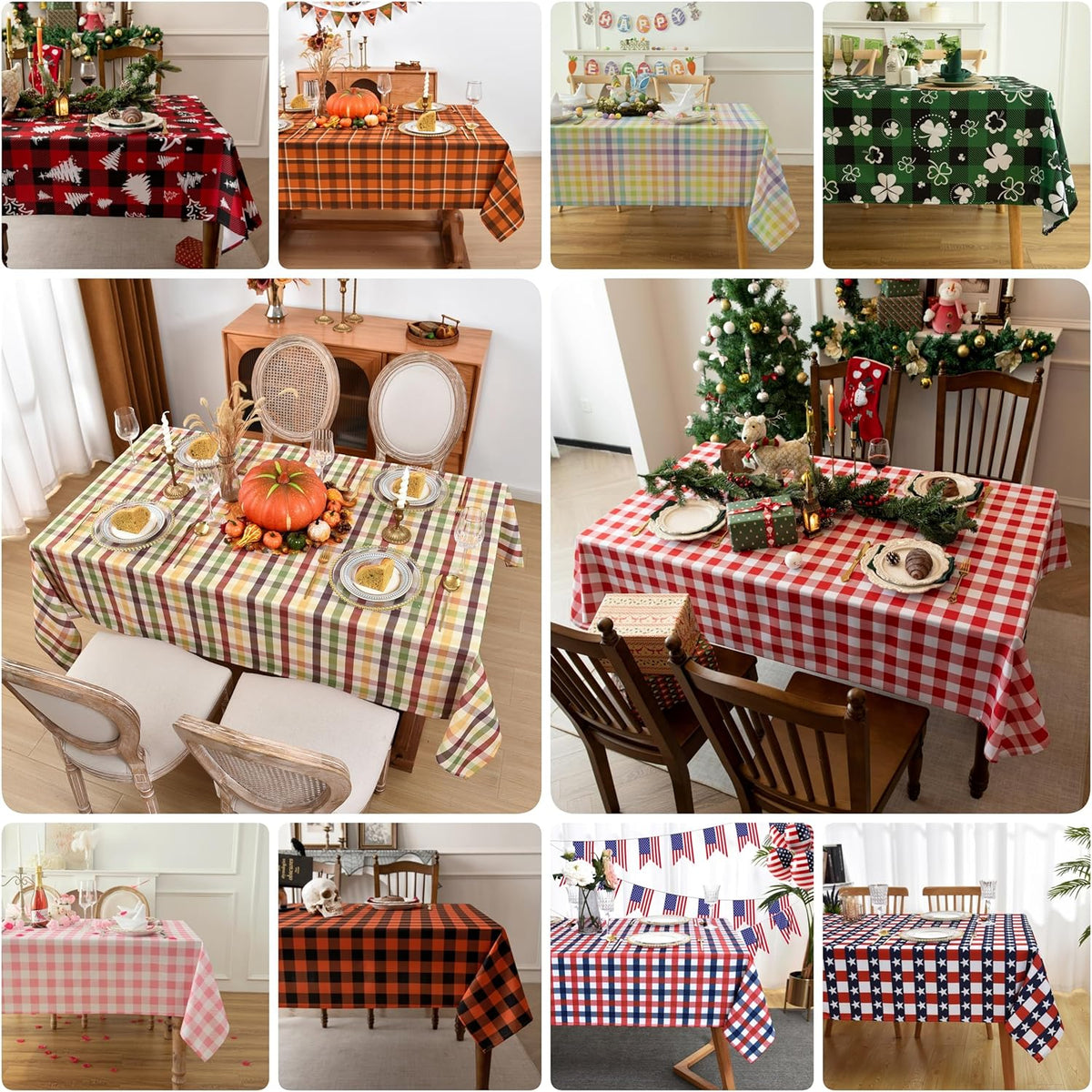 Classic Gingham Tablecloth Fabric - Oblong 58x120 Water Resistant Chequered Pattern Table Cloth for Indoor/Outdoor Use - Tabletop Cover for Birthday, Picnics, Gardens, and Parties