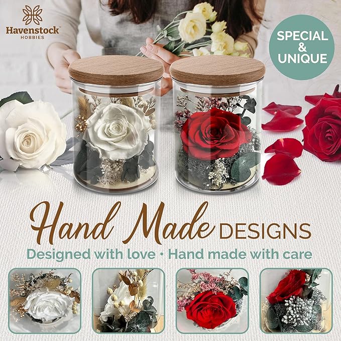 Red Rose in a Glass Dome - Premium Real Roses that Last a Year or More - Mother's Day Unique Gifts For Her Preserved Roses - Forever Flower Decor Preserved Flowers - Eternal Rose Display