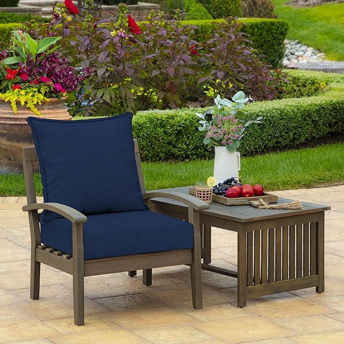Arden Outdoor Deep Seat Cushion Set (4-Pack), 24 in x 24 in, Weather-Proof, Rain-Proof, Fade Resistant Patio Cushion for Chair, Sofa, and Couch Sapphire Blue Leala