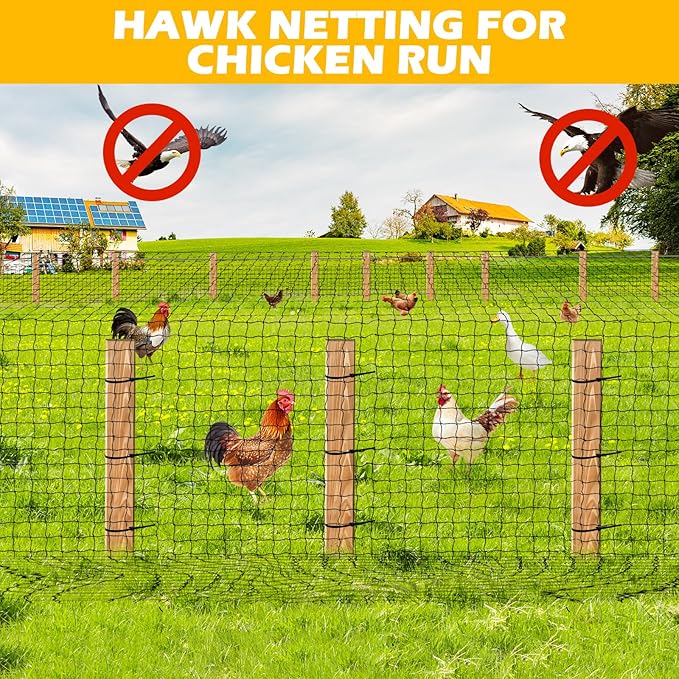 BSTPCOO Nylon Bird Netting 50'x50' with 2.4" Square Mesh Hawk Net for Chicken Run, Poultry Netting Aviary Nets Garden Bird Net for Chicken Coop Nettings Roof Hawk Proof