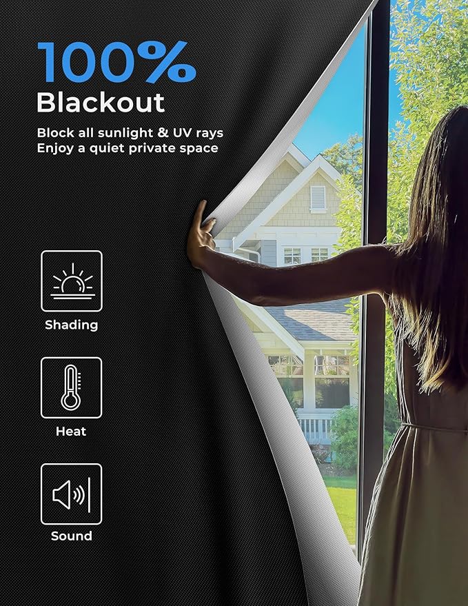 Sumobaby Blackout Curtains for Bedroom Portable 33"x60", No Drill Blackout