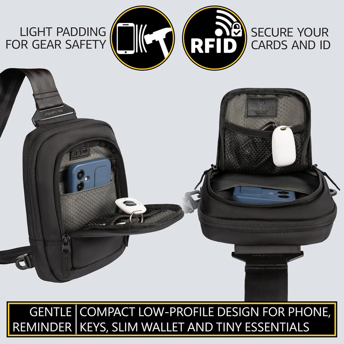 Skiennix Premium Discreet Tactical CCW Sling Bag - Concealed Carry Crossbody Chest Pack (Black, Small)