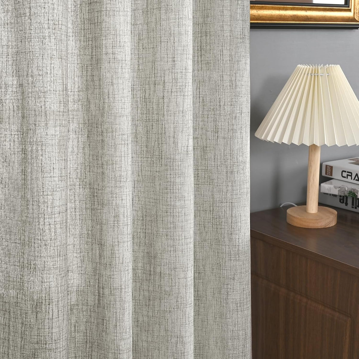 YoungsTex Dark Grey Linen Curtains 63 Inch Length for Living Room, Light Filtering Semi Sheer Drapes Back Tab Rod Pocket for Bedroom Office Lightweight Window Treatments, 42 X 63 Inch, 2 Panels