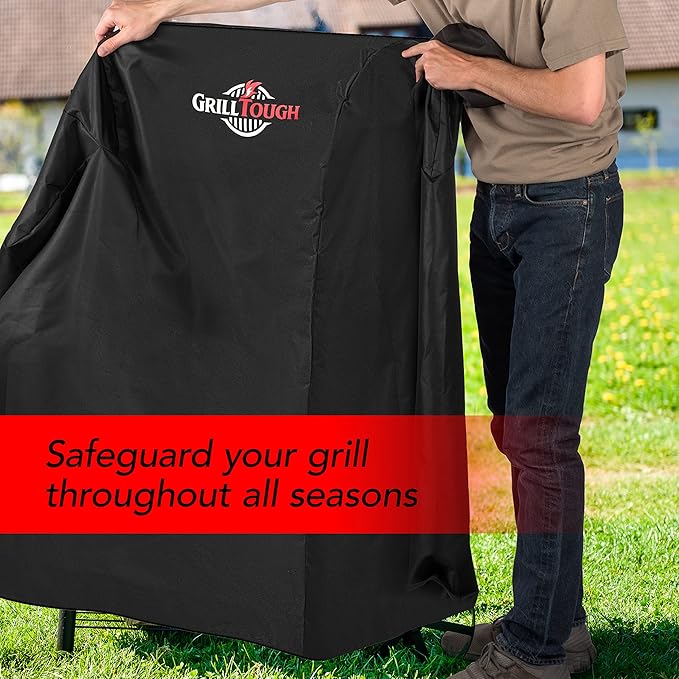 Heavy Duty Smoker Cover for Outdoor Griddle, 30 Inch – Waterproof, Weather Resistant, UV & Fade Resistant with Adjustable Straps – BBQ Cover for Flat Grill, Black