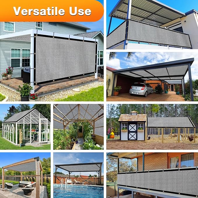 Artpuch Outdoor Pergola Shade Cover 5x7 FT Sun Shade Cloth with Grommets Light Grey 90% UV Protection Canopy Patio Privacy Screen (Customized Available)
