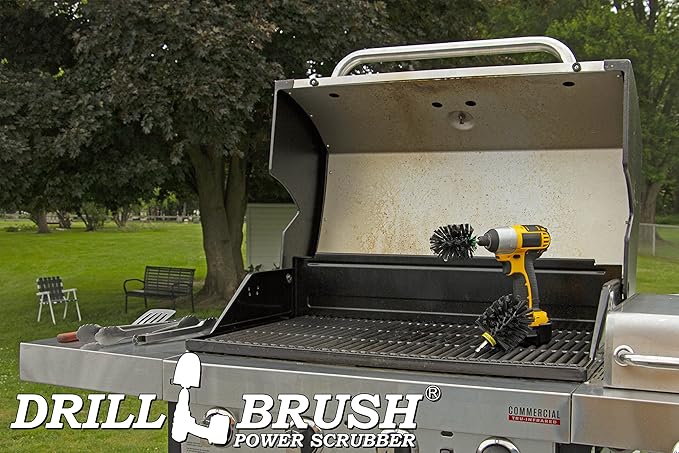 Power Scrubber Grill Brush - Rust Remover & Graffiti Remover for Concrete - Grill Cleaner Brush - No Metal Wire Brush for Drill Attachment - BBQ Cleaning Kit and Pellet Smoker Accessories - BBQ Brush