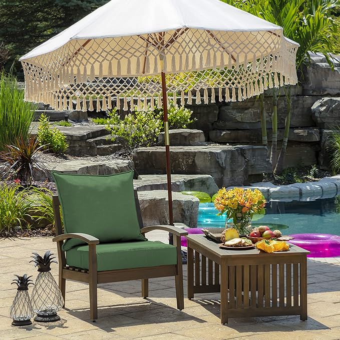 Arden Outdoor Foam Deep Seat Cushion Set (2-Pack), 24x24, Premium High-Density Foam, Never Flattens, Weather-Proof for Patio Chair Sofa Couch, Bright Moss Green Leala