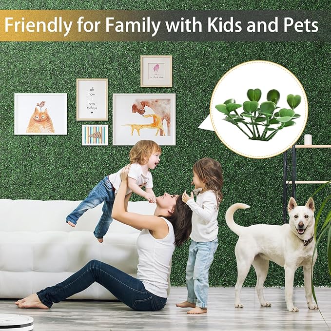 Luyue 6PCS 20”×20” Boxwood Panels, Artificial Grass Wall Panels Fake Greenery