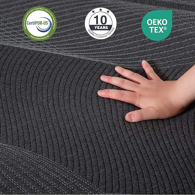 Twin Mattress 6 Inch Charcoal Gel Memory Foam Mattress in a Box, CertiPUR-US Certified, Fiberglass Free Cooling Mattress, Twin Size Mattress for Kids, 75" × 38" × 6", Medium