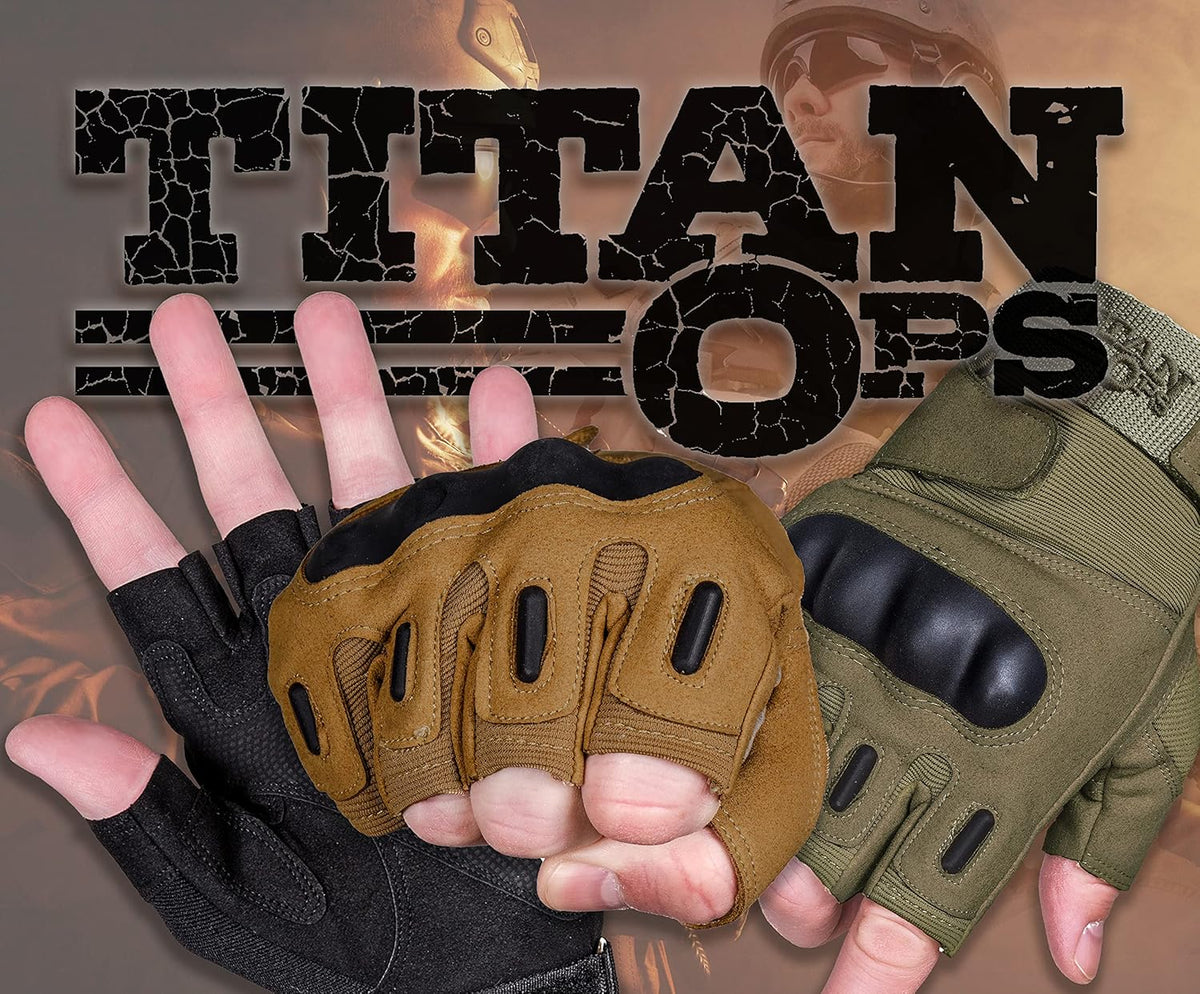 TitanOPS Tactical Gloves - Fingerless Design for Enhanced Grip | Ideal for Motorcycle, Hunting & Shooting